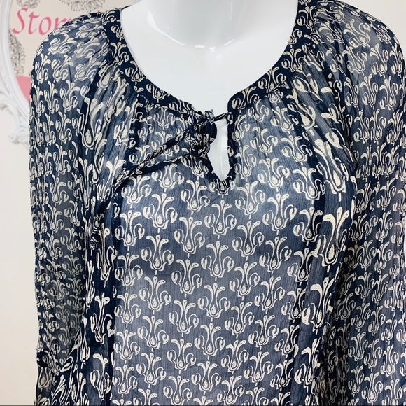 John Roeshaw for Lucky / Sheer Blue White Blouse - Picture 2 of 7